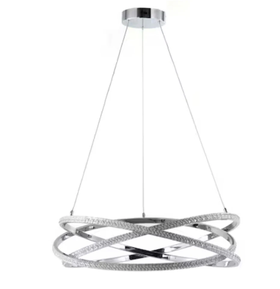 allen + roth Lucia 1 -Light Gloss Steel Glam Integrated LED Crystal Chandelier - Image 2 of 4