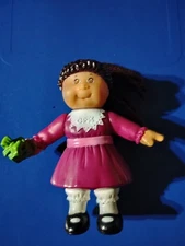 Vintage 1992 Cabbage Patch Kid Hard Plastic Doll Maroon Dress W/ Brown Yarn Hair