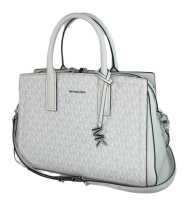 Michael Kors Laila Medium Leather Handbag/Crossbody Satchel - Ivory/White - NWT