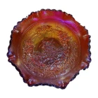 LE Smith Red Ruby Iridescent Carnival Bowl Glass Windmill Pattern 7.5in