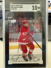 2025-26 UPPER DECK CARTER MAZUR YOUNG GUNS CLEAR CUT #204 SGC 10 MINT Red Wings