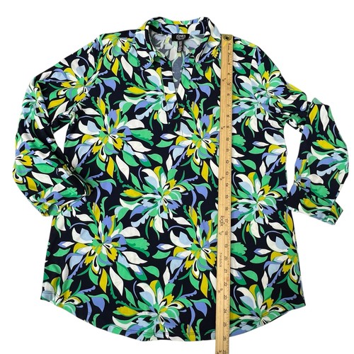 Jones New York Signature Bluse Medium Navy Mehrfarbig Blumenmuster Langarm - Bild 4 von 7