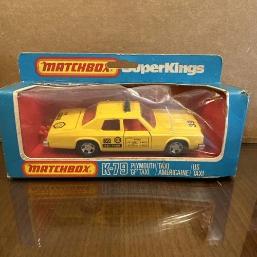 Vintage Matchbox Super Kings K-79 Plymouth Taxi Die Cast Car Original Box A169