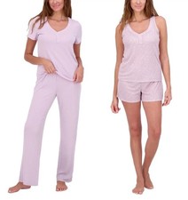 Live 2 Lounge Women  s 4-Piece Pointelle Lounge Set, Purple, Size M