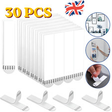 30 Pcs Command Strips Large Picture Hanging Adhesive Wall Posters Frames White