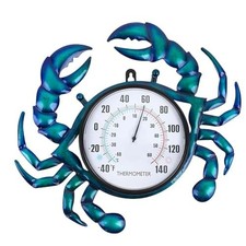 14" Crab Outdoor Thermometer, Decorative Wall Thermometers Blue Crab