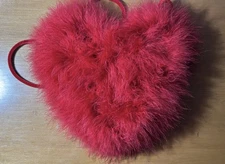 Red Feathered Heart Purse Sz Small Red Hat Society