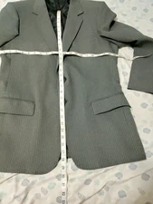 Perma Prest Men’s 2 Piece Suit Gray Striped 2 Btn 42R Flat Fronts 35" Waist