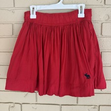 Abercrombie  Fitch Y2K Red Pleated Mini Skirt Moose Logo Academia Pocket Small