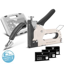 STAHLWERK Handtacker Set mit Tacker Klammerentferner + 1500 Klammern und N&auml;gel
