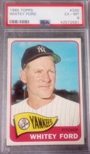 1965 Topps #330 Whitey Ford New York Yankees HOF PSA 6 EX-MT A Beauty