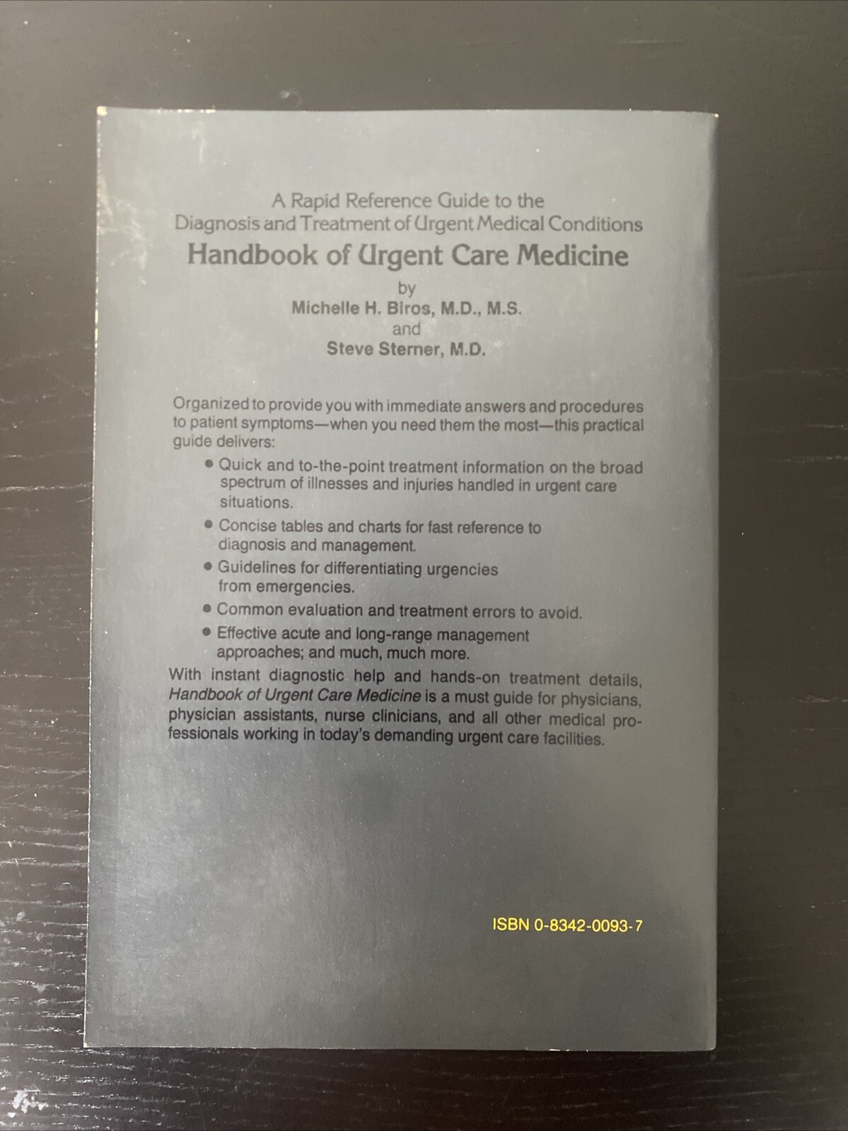 Handbook of Urgent Care Medicine by Michelle Biros and Steve Sterner