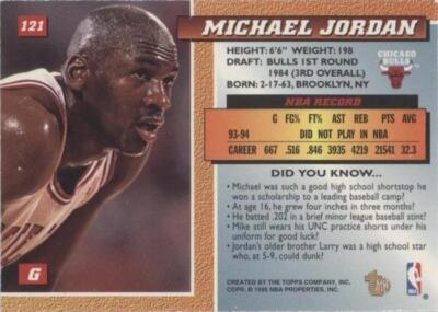 1994-95 Topps Embossed - Michael Jordan #121 for sale | eBay