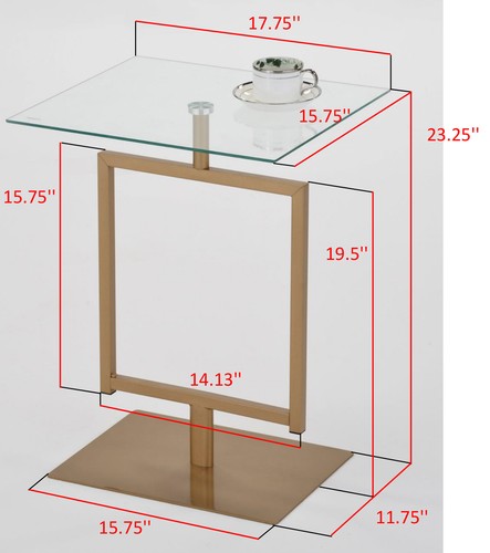 Mobili Marca Kings - Tavolino Tavolo Latoio Moderno Accento, Oro Metallo/Vetro - Foto 2 di 4