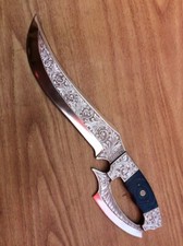 17 INCH CUSTOM HANDMADE D2 STEEL HIGH POLISH HUNTING BOWIE KNIFE ENGRAVED HAND