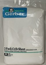 VINTAGE 2-Pack GERBER CRIB SHEETS MADE IN THE USA, NEW SEALED IN PLASTIC Cotton
