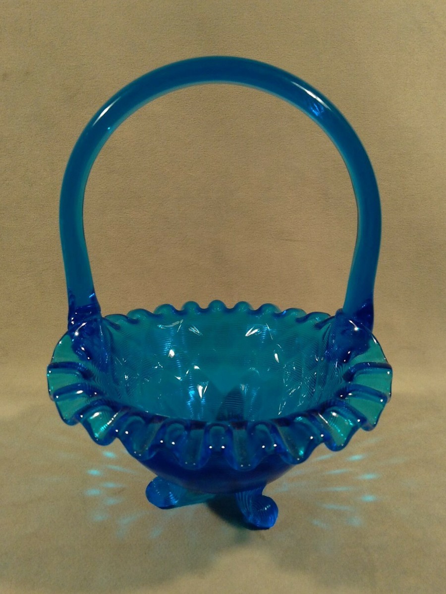 PV05732 Vintage Fenton Art Glass Colonial Blue THREADED