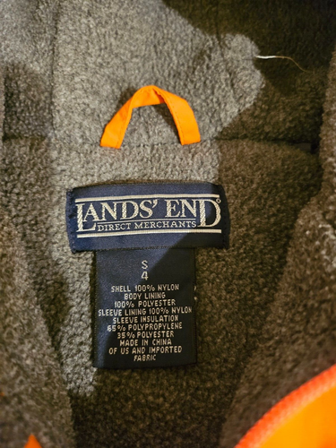 Lands End Size 4 Orange Lined Hooded Coat Puffer Jacket - Picture 4 of 7