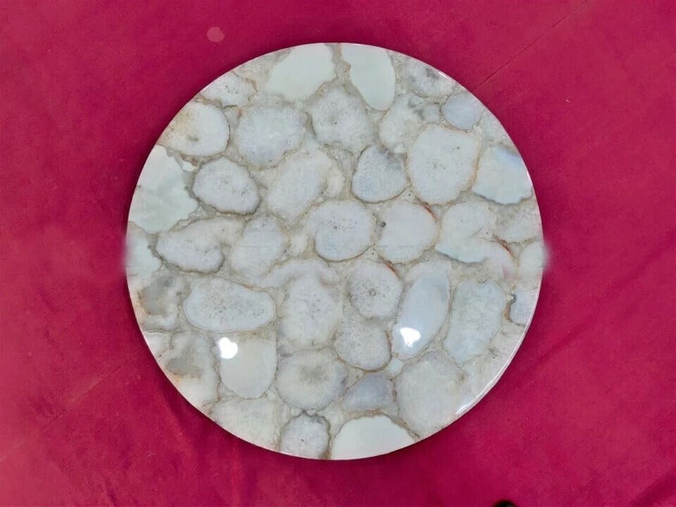 Natural White Agate Round Coffee Custom tabletop Handmade Indoor-Outdoor Decor