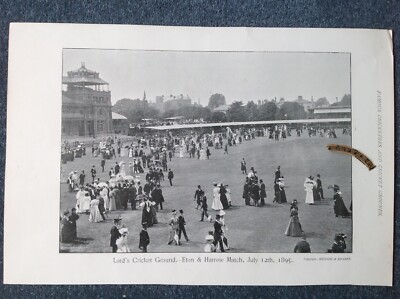 c1895, Print, Famous Cricketers & Grounds, Lord,s, Eton & Harrow Match 1895,& LEE