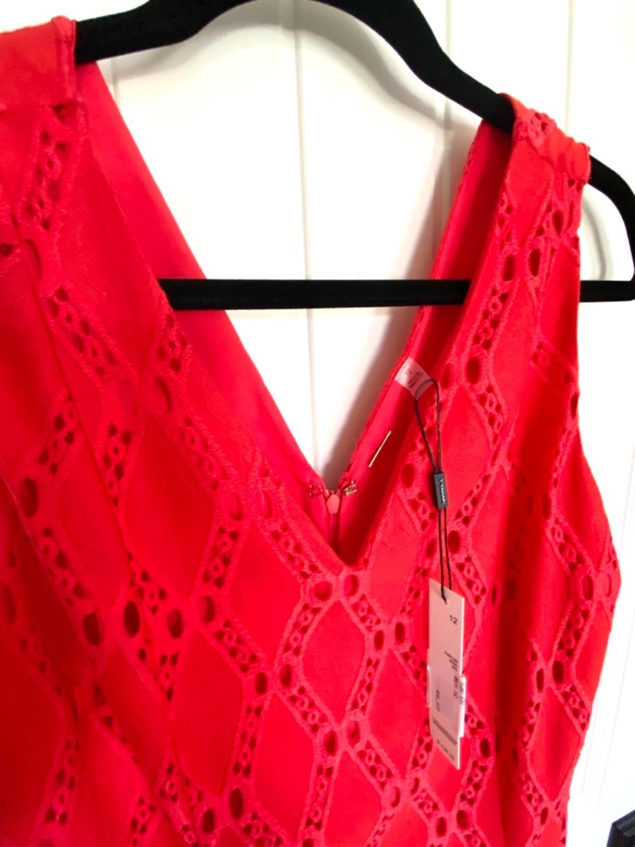 TAHARI Red Lace A-line Dress | eBay