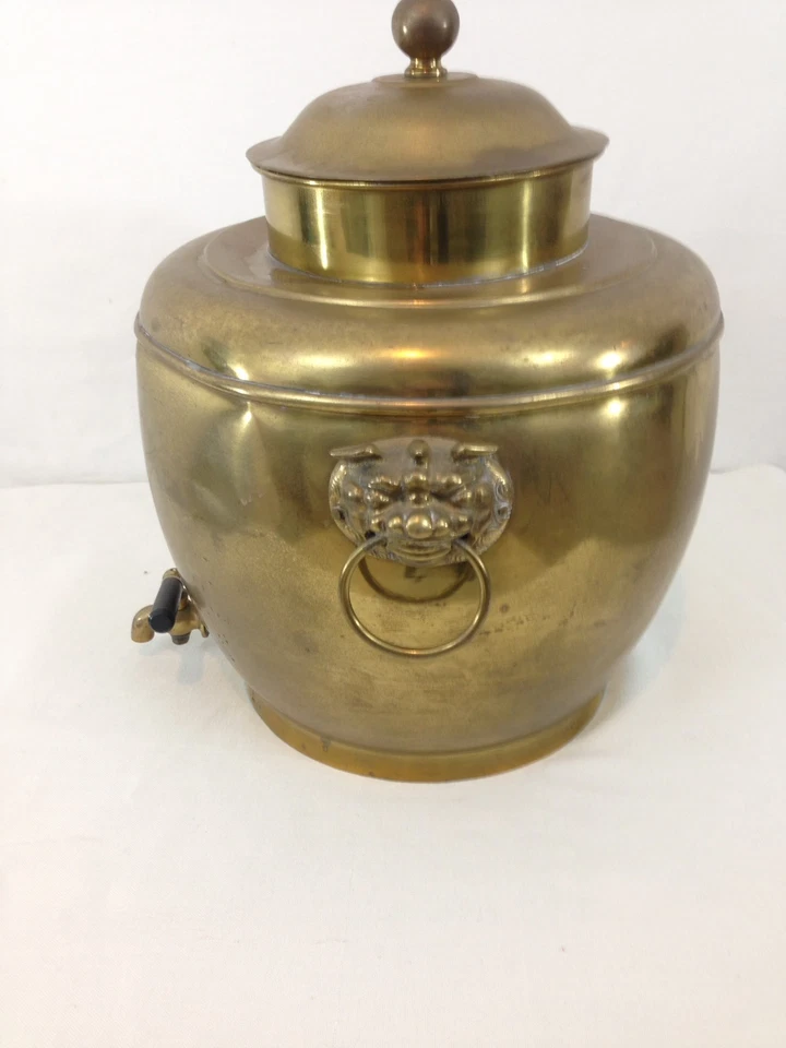 Urna grande 3,5 galones latón chino Foo Dog dispensador de samovar de agua caliente de colección Foto 2 de 4