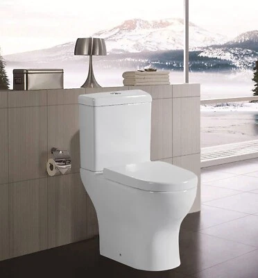 SORRENTO BATHROOMS Comfort Height WC Close Coupled Toilet Open Back Soft Close Seat Cistern Modern