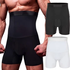 Mens Compression High Waist Boxer Shorts Tummy Slim Body Shaper Girdle Pants US