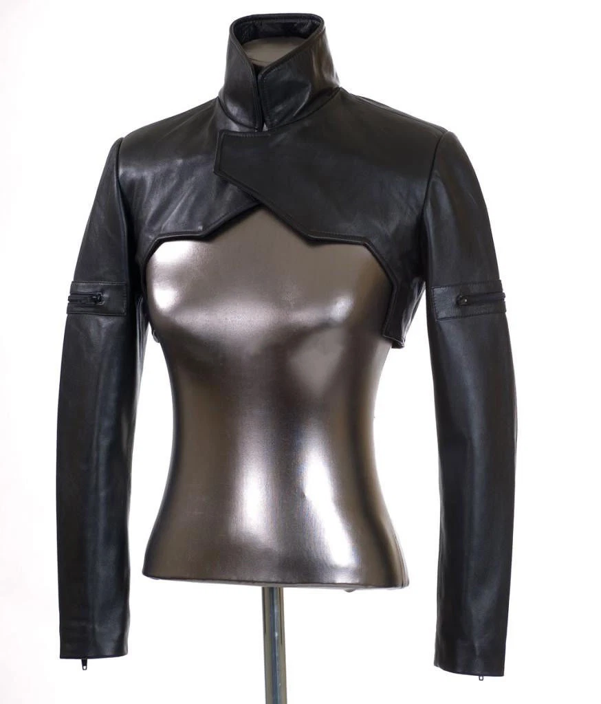 Womens 100% Genuine Lambskin Leather Cropped Moto Slim Fit Bolero Biker Jackets