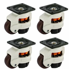4 Pack Retractable Leveling Machine Casters w/ Nylon Wheel & Rubber Foot 2200lbs