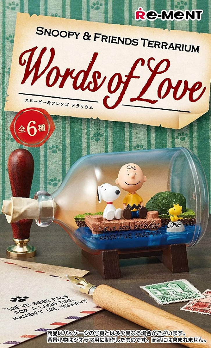 SNOOPY ＆ FRIENDS TERRARIUM Words of Love RE-MENT Peanuts SNOOPY & FRIENDS Terrarium Words Of Love Mini