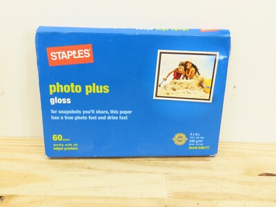 Staples Photo Plus Paper Gloss Ink Jet Compatible 4'' x 6'' 60 Sheets