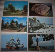 Vtg Massachusetts postcards, Plymouth Rock, Massasoit, Mayflower, Brimfield