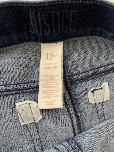 Justice Blue Cotton Stretch Jean, Youth Size 12 Slim, Excellent Bedazzled - Picture 3 of 3