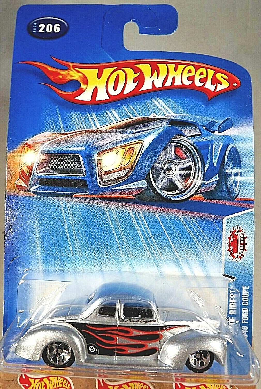 2004 Hot Wheels #206 Pride Rides 1940 FORD COUPE Silver w/Chrome 5 Spoke Wheels