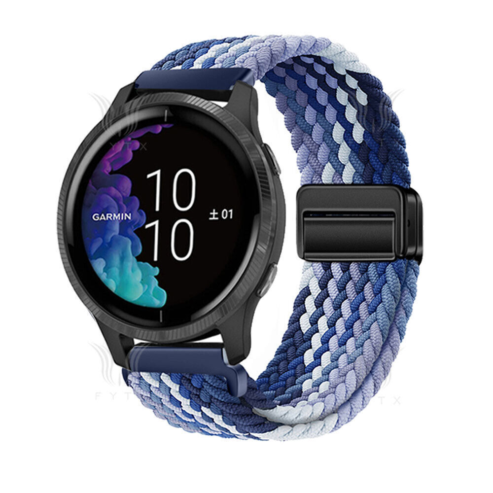 PaceBid 20mm Nylon Cinturino per Garmin Forerunner 165/165 Music/245/645/570 42mm/Vivoactive 5/6/Venu Sq 2/Venu 2 Plus, Magnetica Intrecciato Cinturini per Garmin Approach S50/S44/S42 - Colorato