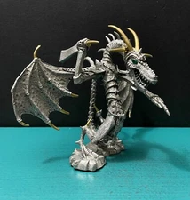 Rawcliffe Partha Pewter Wilhelm Battle Dragon Gold Horns Mini Figurine OOP AD&D