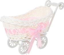 Wicker Stroller Decoration Rattan Baby Carriage Baby Doll Stroller Woven Flower