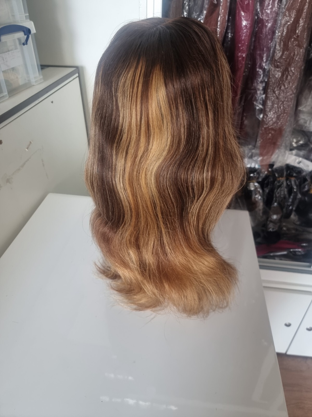 16INCH BRAZILIAN HAIR 5X5 LACE CLOSURE WIG STRAIGHT 180% DENSITY 4#/27# BALAYAGE