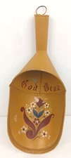 Vintage Hand Painted Artist Signed Folk Art Toleware Tin Grain Scoop 12 1/2"
