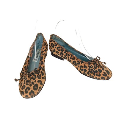 Sam & Libby Leopard Print Ballerina Flats w/Bows Sz 6