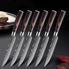 Knife Set Sharp Stainless Steel Damascus Style Chef Cutlery Steak Kitchen Knives