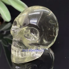 1pc Yellow smelting stone skull reiki skull crystal skull carving decor gift 2''
