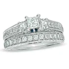 Vera Wang Style Princess Lab-Created Diamond Bridal Ring Set 14k White Gold FN