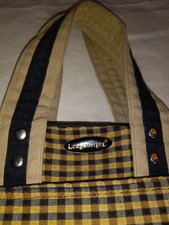 Longaberger Brown Plaid Purse w/Striped Handle. Pre-Owned. Great Condition. Look