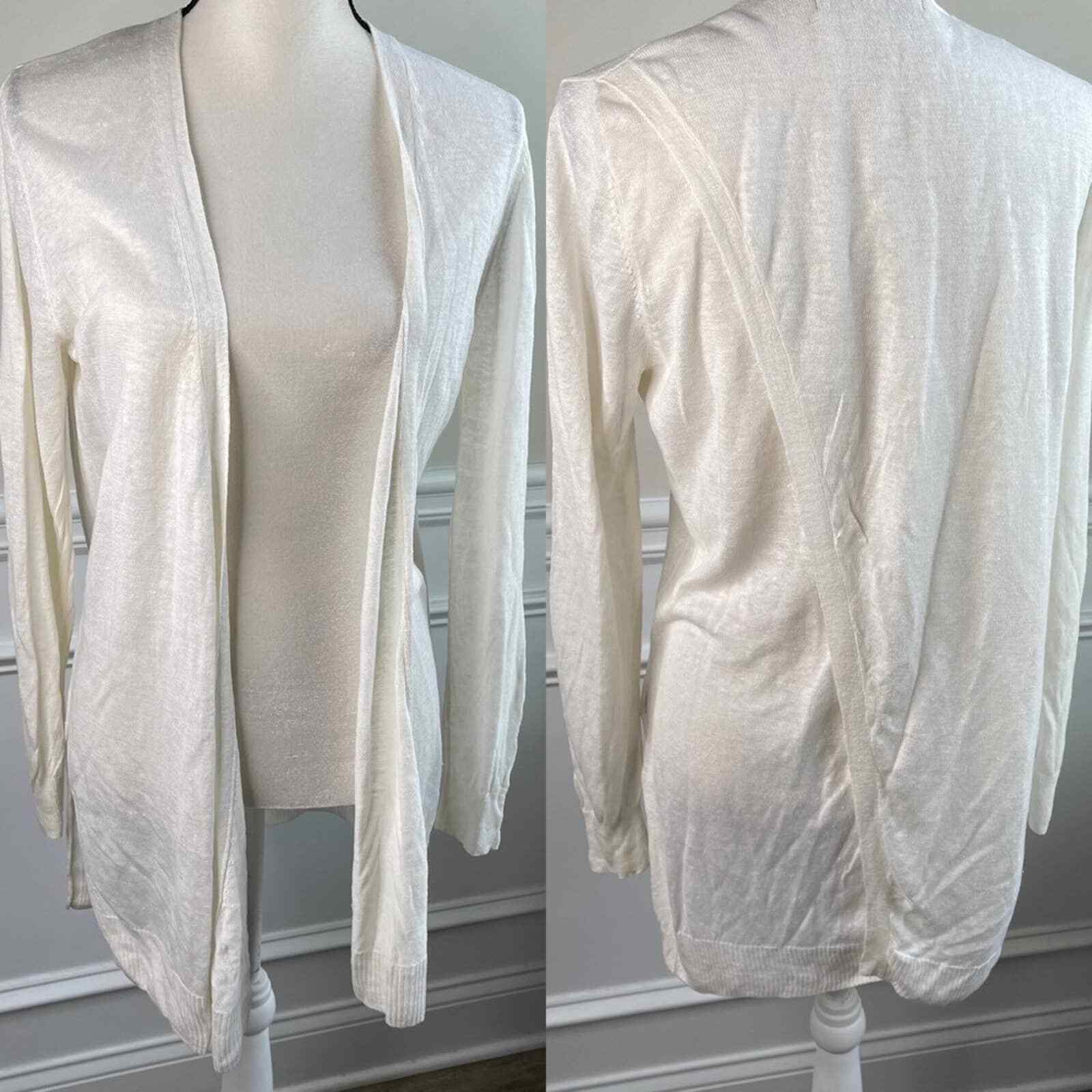 360 Sweater 100% linen white cardigan size medium | eBay