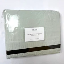 Restoration Hardware baby&child European Contrast Piped Crib Skirt Silver Sage