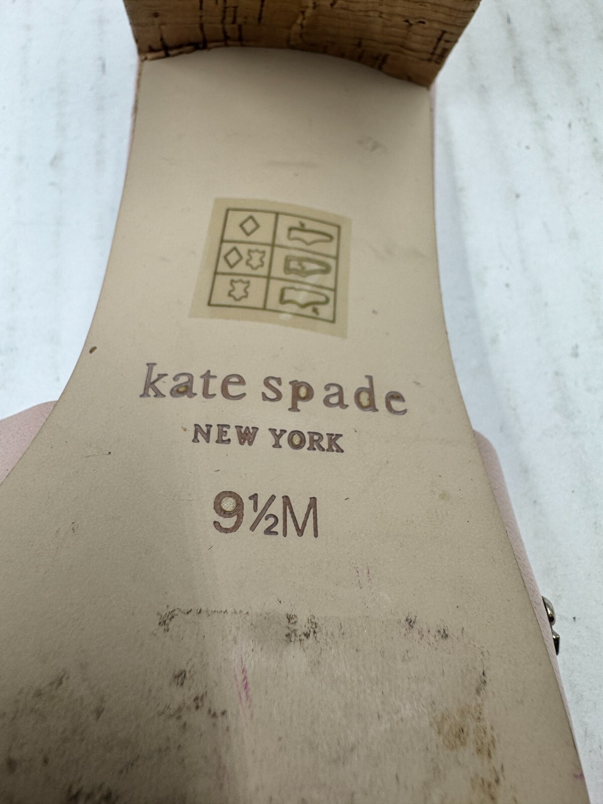 Kate Spade Warren Scalloped  Sandals Women's  Size 9.5 Pink Leather Slip On Shoe thumbnail 10