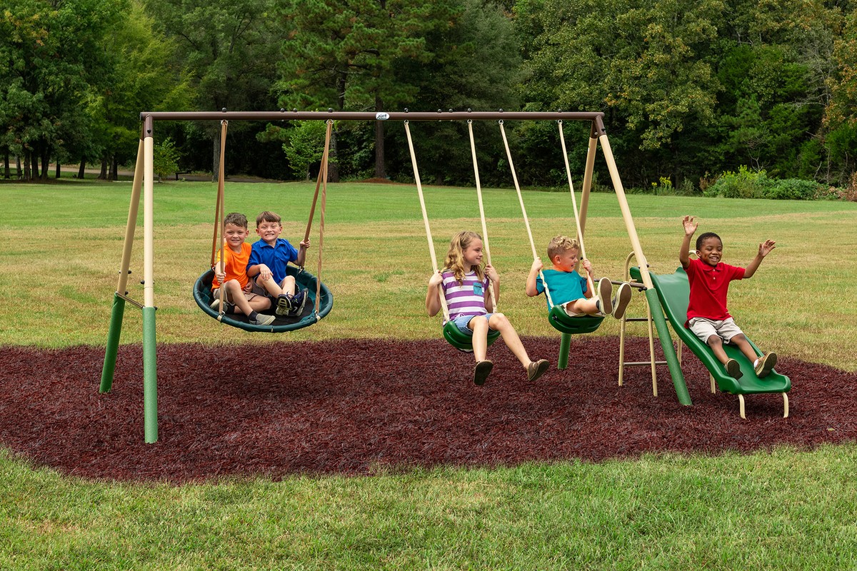 Playground Metal Swing Set Xdp Recreation Play All Day Swing Set