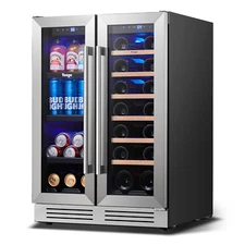 Yeego 24" Wine Cooler Beverage Refrigerator Under Counter Fridge With Glass Door